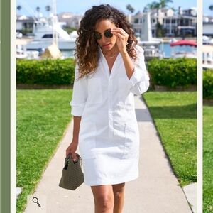 Frank & Eileen Southern Ireland, White, Long-Sleeve Utility Dress.